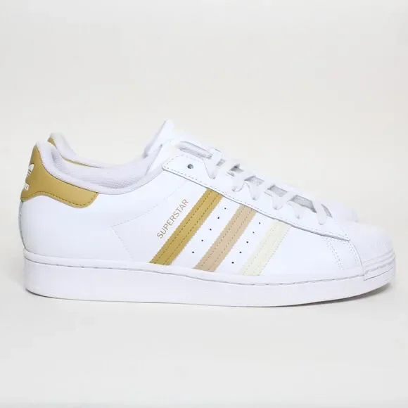 New adidas Originals Superstar Men's Size 11 White Golden Beige HP5500